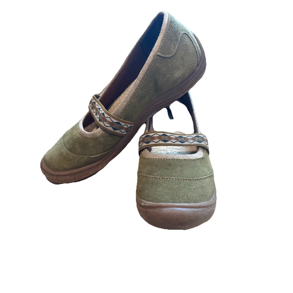 Comfort Slip-On Mary Jane Shoes in Olive Green